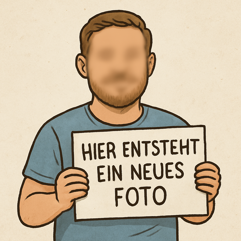 Mann hält ein Schild hoch.